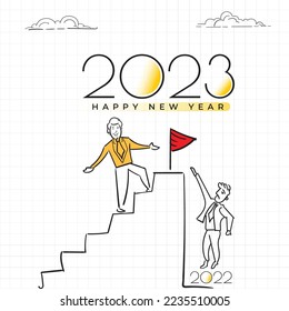 Happy new year 2023 - Wish you a successful year ahead - Red and Black icon or signs