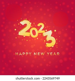 Happy New Year 2023 Wishing Boken Background Design. Festive design, red greeting card concept. 2023 number with golden glitter illustration stock illustration