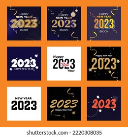 feliz año nuevo 2023. fiesta de la víspera de Año Nuevo 2023. las tarjetas de felicitación de año nuevo con la familia, amigos y parientes son más significativas y divertidas