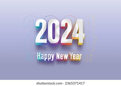 Happy New Year 2024 3D Cinematic Rainbow Glow Text for Banner or Poster