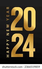 Happy new year 2024 with 3D gold color design template. 2024 new year celebration.