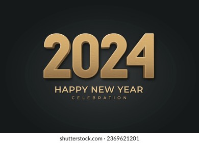 Happy New Year 2024 3D Cinematic Wood effect Text for Banner or Poster