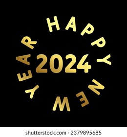 Happy new year 2024 with 3D gold color design template 2024 new year celebration.