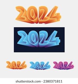 Frohes neues Jahr 2024 3D Cinematic Vector gekrönte Anzahl Design für Poster, Banner, Gruß und neue Jahr 2024 Feier.