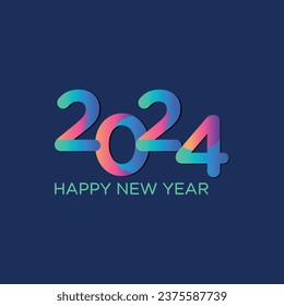 Happy New Year 2024 abstract colorful design, vector elements for calendar and greeting card with Modern blue background template vector illustration.