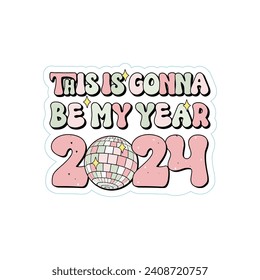 
happy new year 2024 amazing stickers design for laptop water bottles and vehicles 