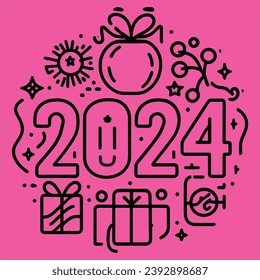 Happy new year 2024 art work editable template