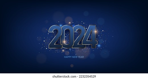 Happy new year 2024 background. Holiday greeting card design. Vector illustration.