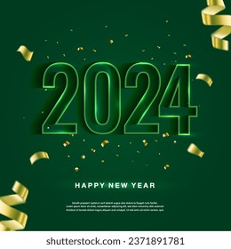 Feliz año nuevo 2024. Diseño de tarjetas de felicitación de vacaciones. Ilustración vectorial.