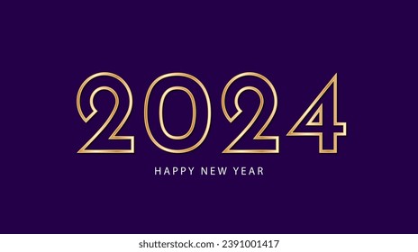 Schönes neues Jahr 2024 Hintergrunddesign. Banner, Poster, Grußkarte. Vektorgrafik