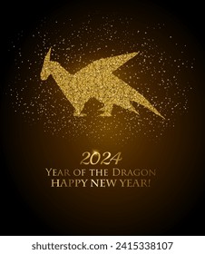 Happy New Year 2024 background. Year of the Dragon concept. Vector