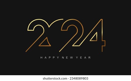 Happy new year 2024 banner. Golden Vector luxury text 2024 Happy new year