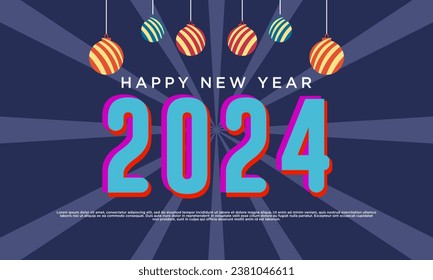 Happy New Year 2024 banner logo design illustration, Creative and Colorful new year 2024 vector
