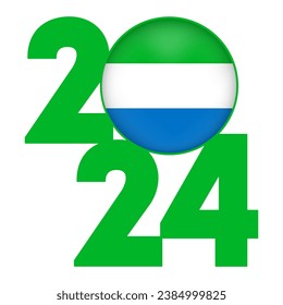 Happy New Year 2024 banner with Sierra Leone flag inside. Vector illustration.