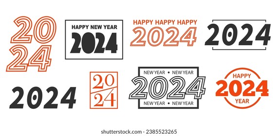 Happy new year 2024 banner, poster, greeting card design template. Vector illustration with geometric numbers