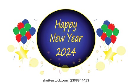 Happy New year 2024 banner with ornament decoration vector illustration