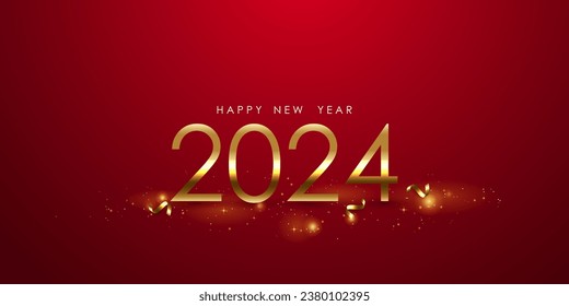 Happy New Year 2024 beautiful font design Vector illustration