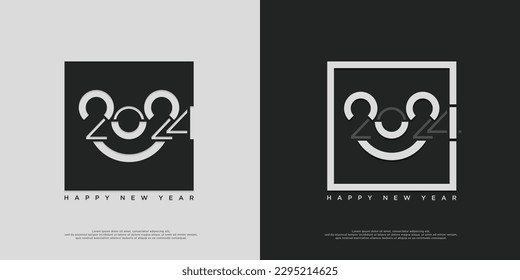 happy new year 2024 with black and white numbers