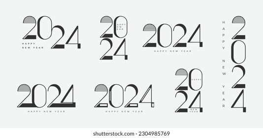 happy new year 2024 in black and white color concept.