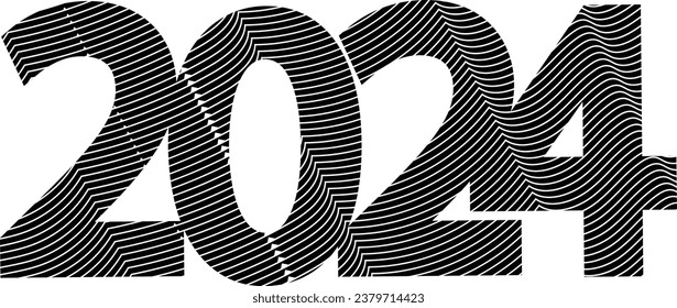 Happy New Year 2024 Black And White Urban Vector Texture Template. Dark Messy Dust Overlay Distress Background. Easy To Create Abstract Dotted, Scratchedg