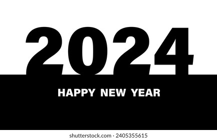 Happy New Year 2024 black and white design for holiday countdown festival celebration background vector illustration.
