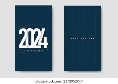 Happy New Year 2024 With Blue Background