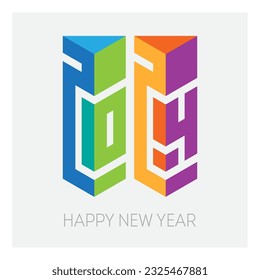 Happy New Year 2024 - bright inscription. Poster for new year party. Applicable for diary covers design, placards, flyers.