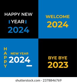 happy new year 2024, bye bye 2023, happy new year design