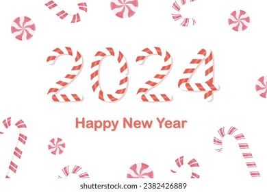 Happy new year 2024 candy background