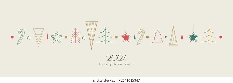 Happy New Year 2024 card. Modern color design.