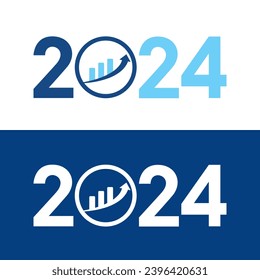 Happy new year 2024 card in finance style for your seasonal holidays. Bull market chart 2024.
