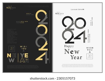 Happy New Year 2024. With 2024 new year celebration poster concept. Premium Vector Illustration for Banner, Calendar and Happy New Year 2024.