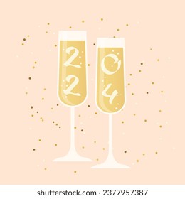 Happy new year 2024 celebration- vector illustration