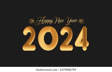 Happy New Year 2024 Celebration Festive Concept with Fireworks, Party Hats, and Christmas ball. background, banner, card, celebration poster, party invitation or calendar.