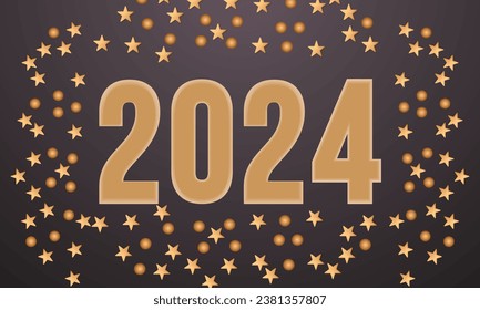 Happy New Year 2024 Celebration Festive Concept with Fireworks, Party Hats, and Christmas ball. background, banner, card, celebration poster, party invitation or calendar.