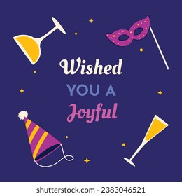 Happy New Year 2024. 2024 New Year celebration. Happy New Year 2024 background. Cartoon Vector illustration Template design for Poster, Banner, Greeting, Card, Flyer, Cover, Post. new year party.