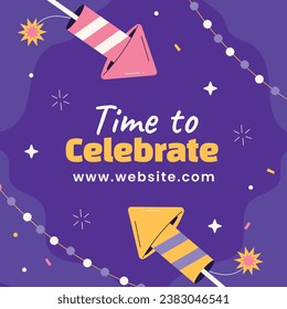 Happy New Year 2024. 2024 New Year celebration. Happy New Year 2024 background. Cartoon Vector illustration Template design for Poster, Banner, Greeting, Card, Flyer, Cover, Post. new year party.