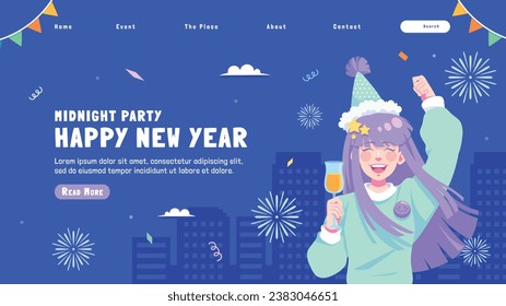 Happy New Year 2024. 2024 New Year celebration. Happy New Year 2024 background. Cartoon Vector illustration Template design for Poster, Banner, Greeting, Card, Flyer, Cover, Post. new year party.