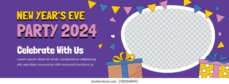 Happy New Year 2024. 2024 New Year celebration. Happy New Year 2024 background. Cartoon Vector illustration Template design for Poster, Banner, Greeting, Card, Flyer, Cover, Post. new year party.