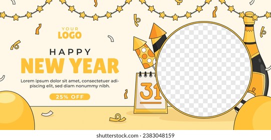 Happy New Year 2024. 2024 New Year celebration. Happy New Year 2024 background. Cartoon Vector illustration Template design for Poster, Banner, Greeting, Card, Flyer, Cover, Post. new year party.