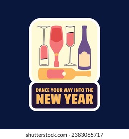 Happy New Year 2024. 2024 New Year celebration. Happy New Year 2024 background. Cartoon Vector illustration Template design for Label, Sticker, Greeting, Card, Cover, Post. New year party.