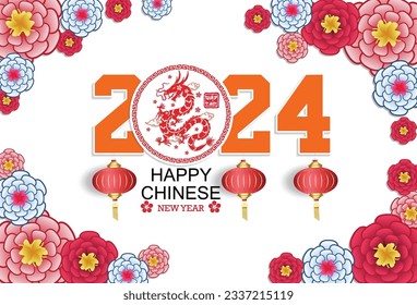 Happy new year 2024, Chinese New Year 2024 , Year of the Dragon 