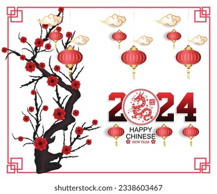 Happy new year 2024, Chinese New Year 2024 , Year of the Dragon 