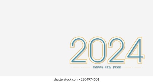 happy new year 2024 with clean background to use.