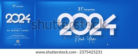 Happy new year 2024 clean. With white numbers on a beautiful blue background. The 2024 vector design is luxurious and elegant.