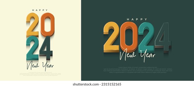 Happy New Year 2024 Colorful. With 3D modern numbers. Vector Premium Background for Banners, Posters or Calendar.