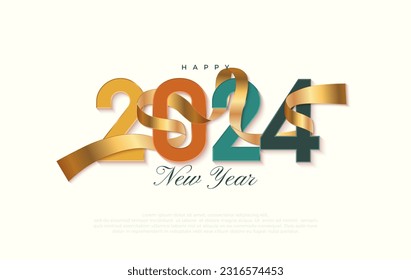 Happy New Year 2024 Colorful. With 3D modern numbers. Vector Premium Background for Banners, Posters or Calendar.