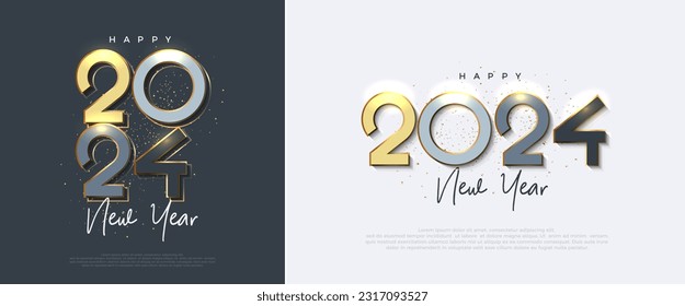 Happy New Year 2024 Colorful. With 3D modern numbers. Vector Premium Background for Banners, Posters or Calendar.