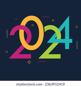 Happy new year 2024 with colorful design template. 2024 new year celebration concept with EPS 10, suitable for web and greeting cards