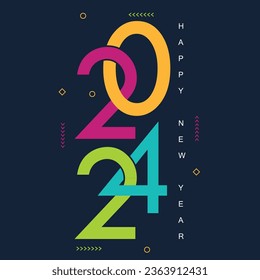 Happy new year 2024 with colorful design template. 2024 new year celebration concept with EPS 10, suitable for web and greeting cards